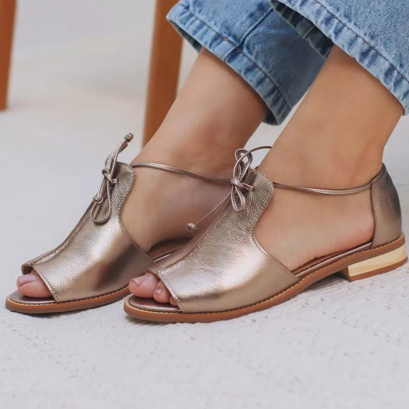 Lilliana – Sandali in Pelle con Cinturino e Fiocco – Spazio Moda – vista 11
