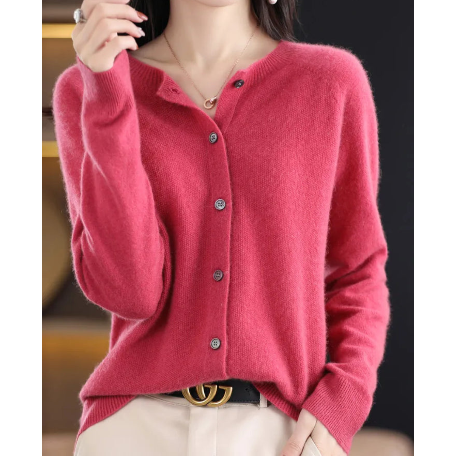 Cardigan Aperto sul Davanti in Cashmere – Spazio Moda