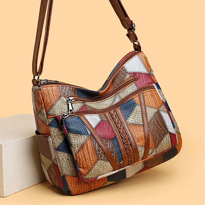 Nella – Borsa Patchwork con Inserti in Ecopelle – Spazio Moda – vista 4