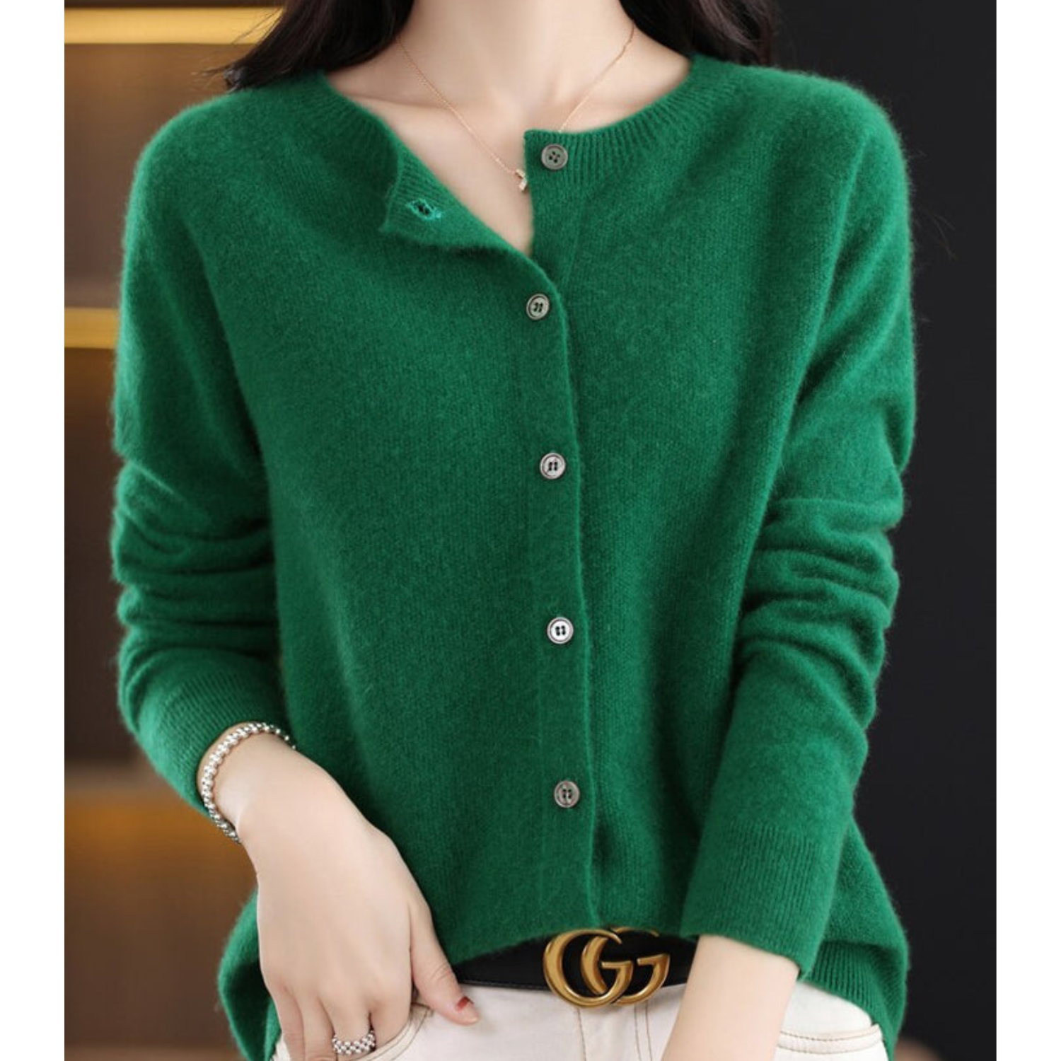 Cardigan Aperto sul Davanti in Cashmere – Spazio Moda – vista 4