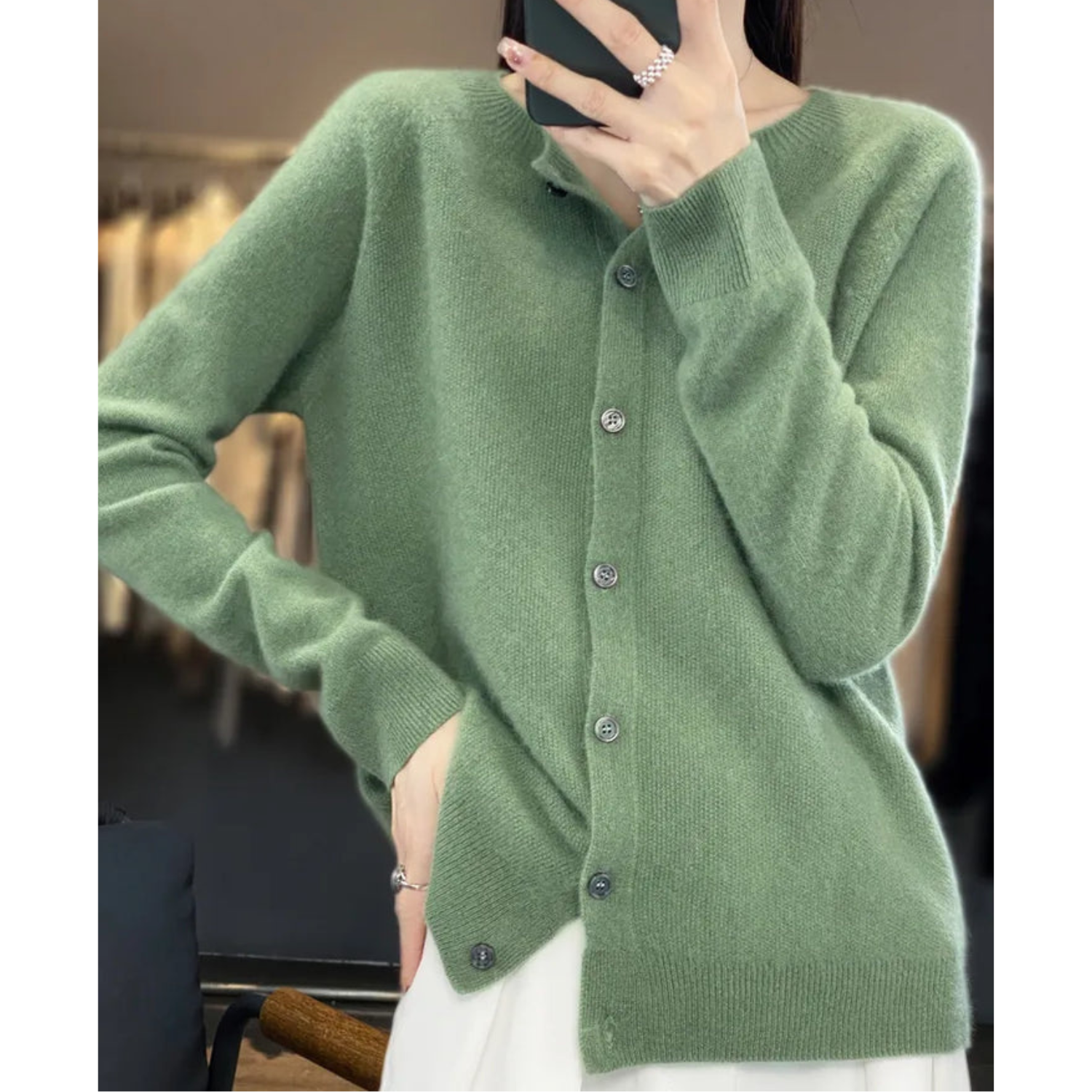 Cardigan Aperto sul Davanti in Cashmere – Spazio Moda – vista 5