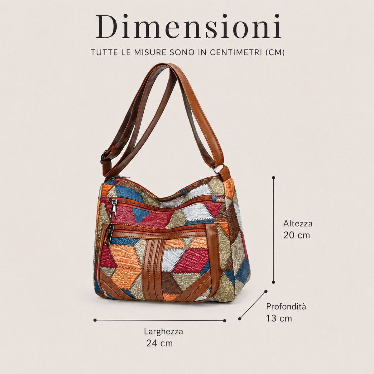 Nella – Borsa Patchwork con Inserti in Ecopelle – Spazio Moda – vista 8