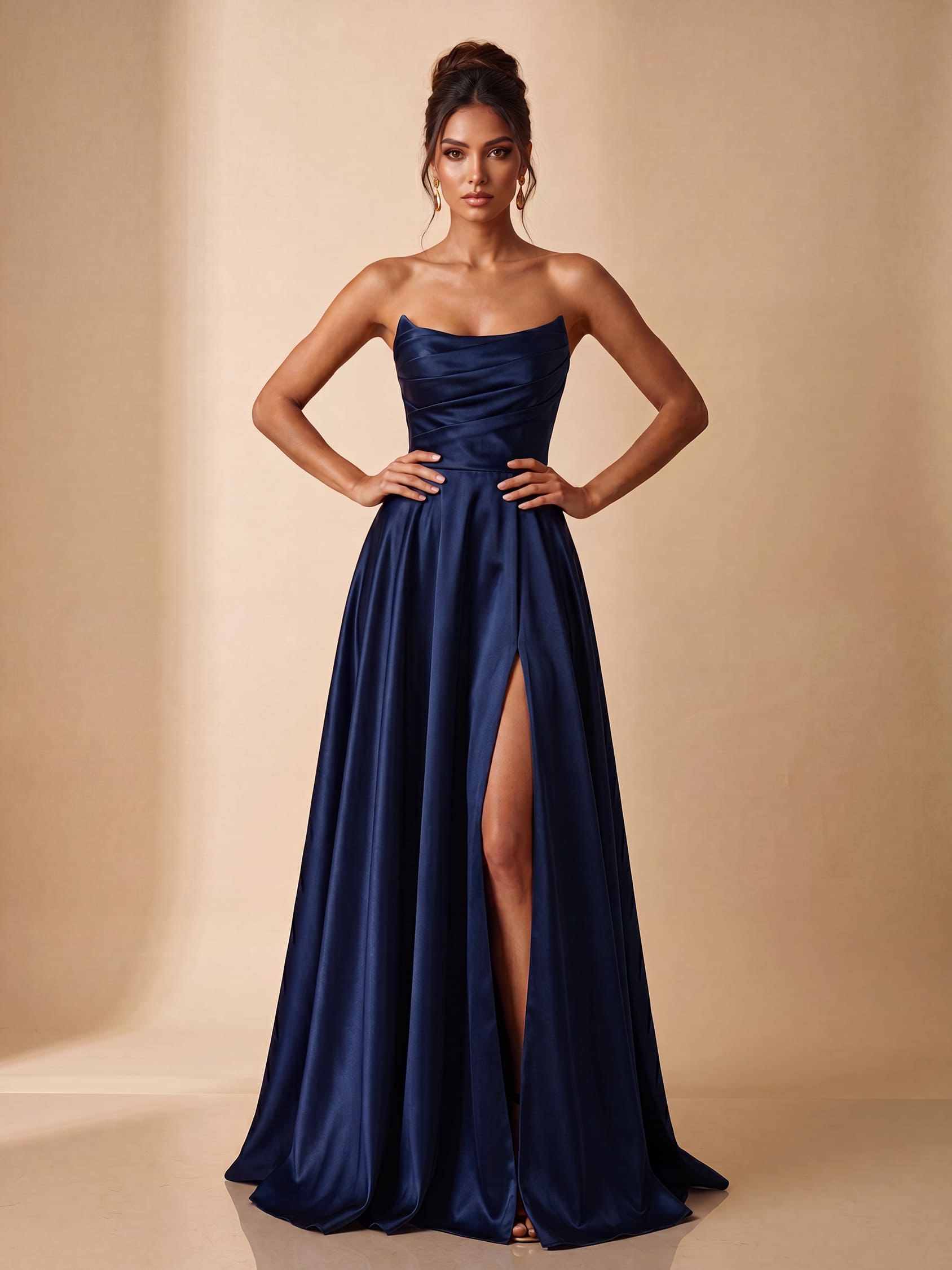 Mezzaluna – Abito Lungo Ball Gown in Raso Satinato – Spazio Moda – vista 10
