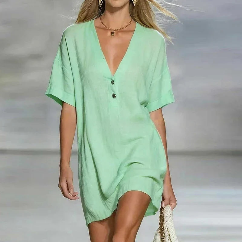 Abito con Scollo a V con Bottoni – Spazio Moda – vista 3