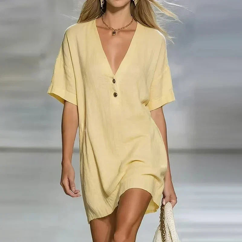 Abito con Scollo a V con Bottoni – Spazio Moda