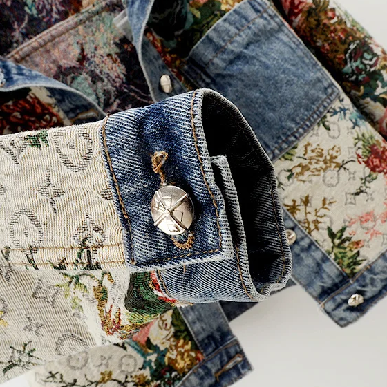 Giacca Corta a Fiori in Denim – Spazio Moda – vista 6