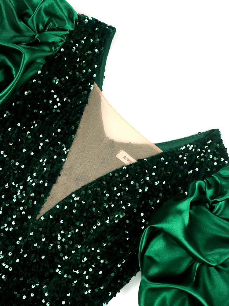 Abito Midi con Paillettes con Maniche a Sbuffo – Spazio Moda – vista 5