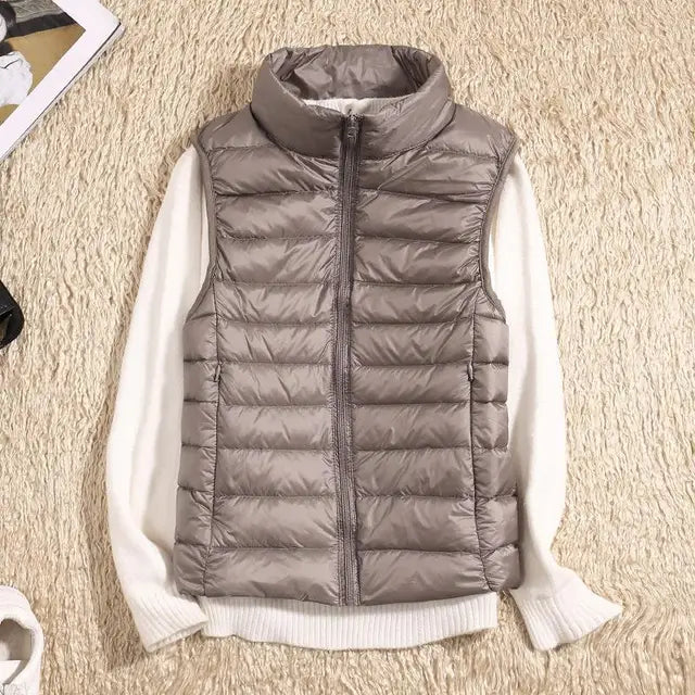 Gilet Trapuntato con Collo alla Coreana con Zip – Spazio Moda – vista 4