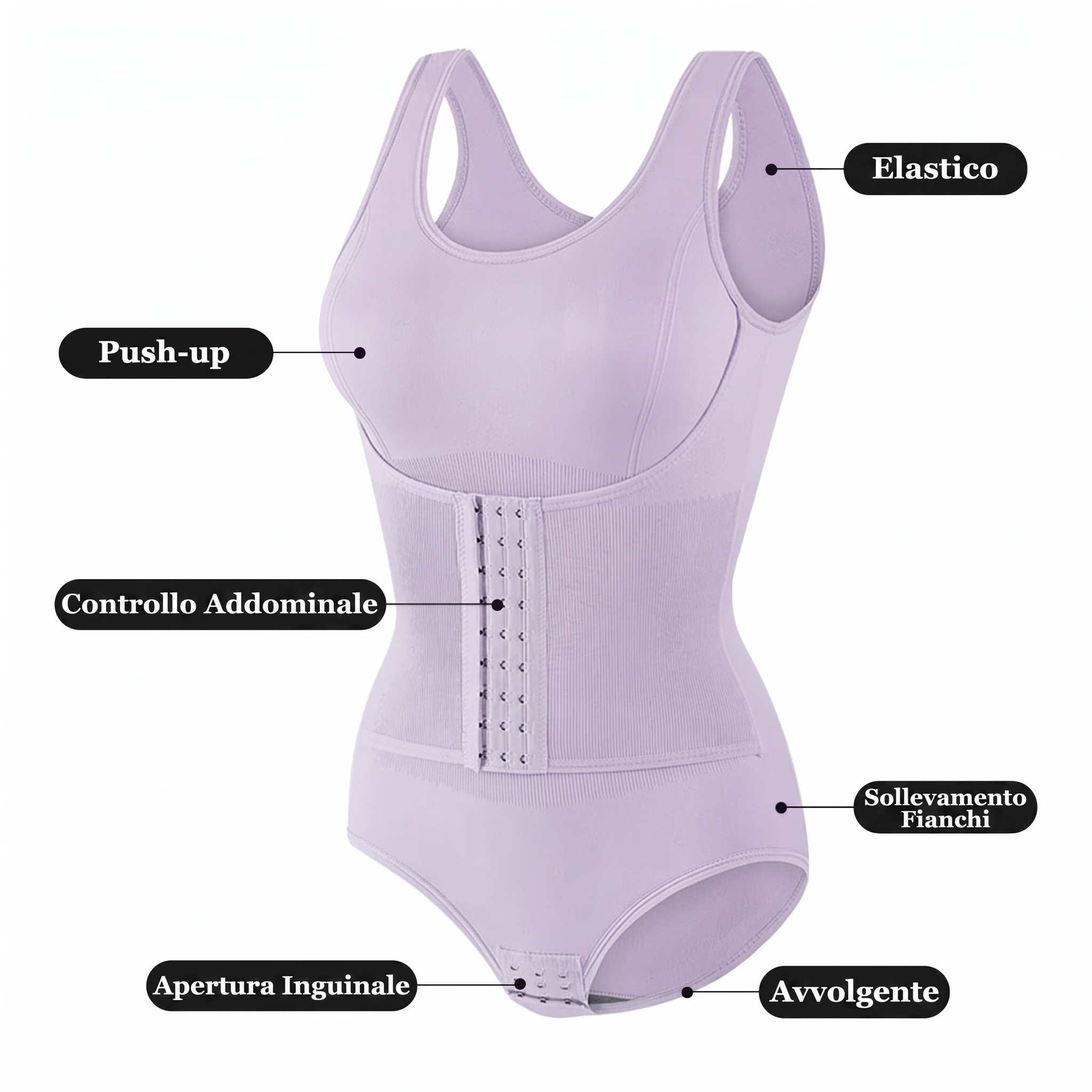 Fiamma – Body Modellante con Fascia in Vita e Zip Laterale – Spazio Moda – vista 3