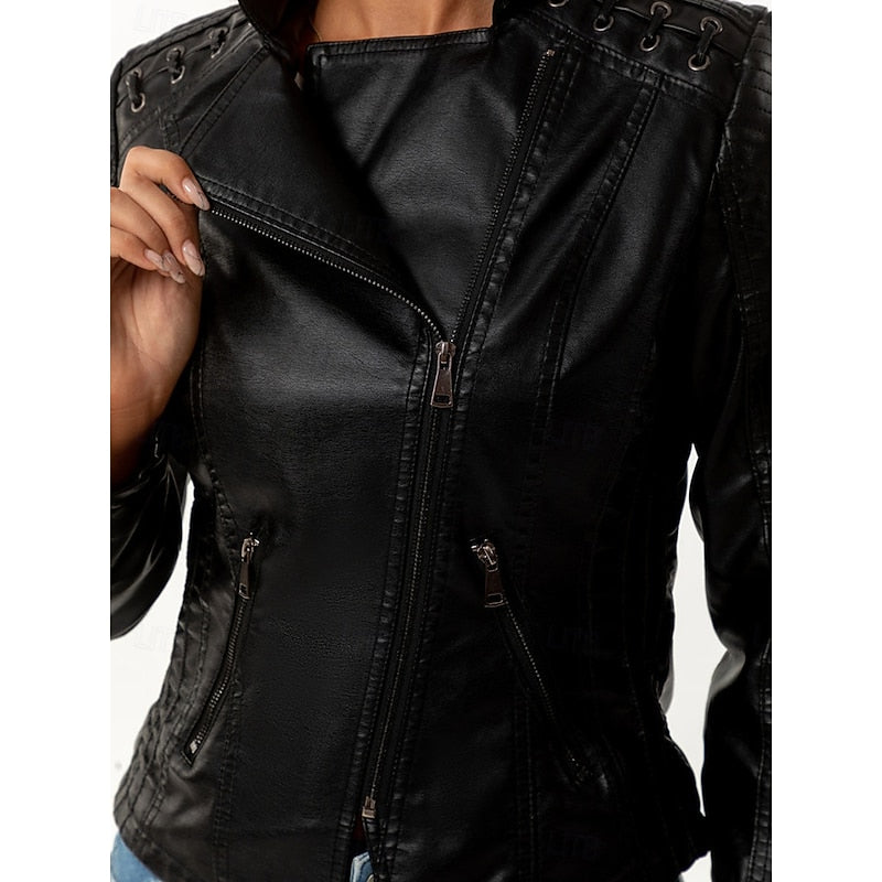 Giacca Sartoriale Aderente con Zip in Pelle – Spazio Moda – vista 5