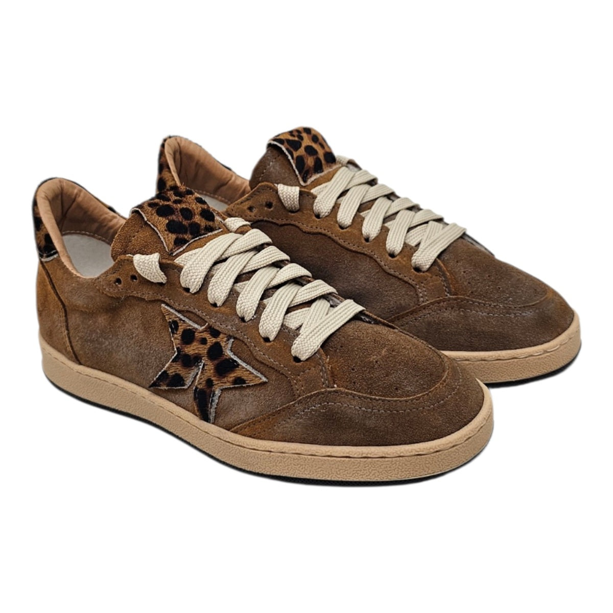 Seattle – Sneakers in Camoscio Cuoio con Inserti Cavallino – Spazio Moda – vista 2