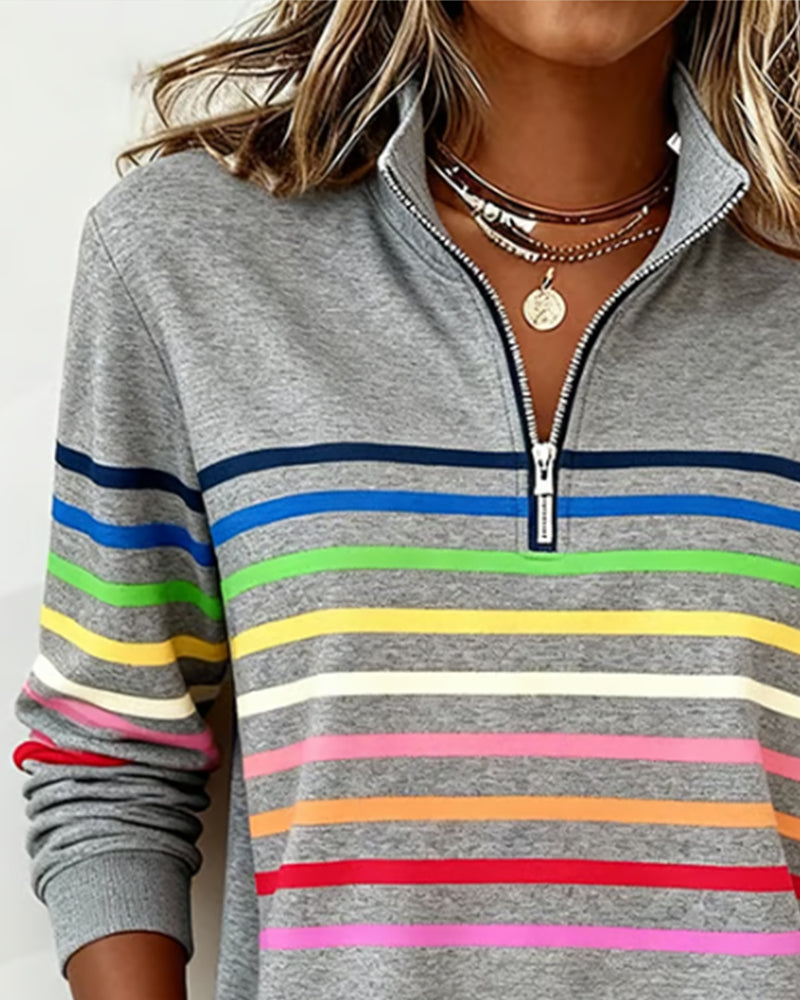 Maglione con Collo alla Coreana a Righe – Spazio Moda – vista 2