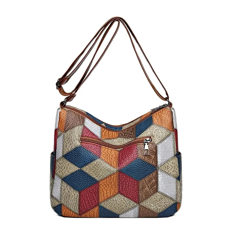 Nella – Borsa Patchwork con Inserti in Ecopelle – Spazio Moda – vista 10