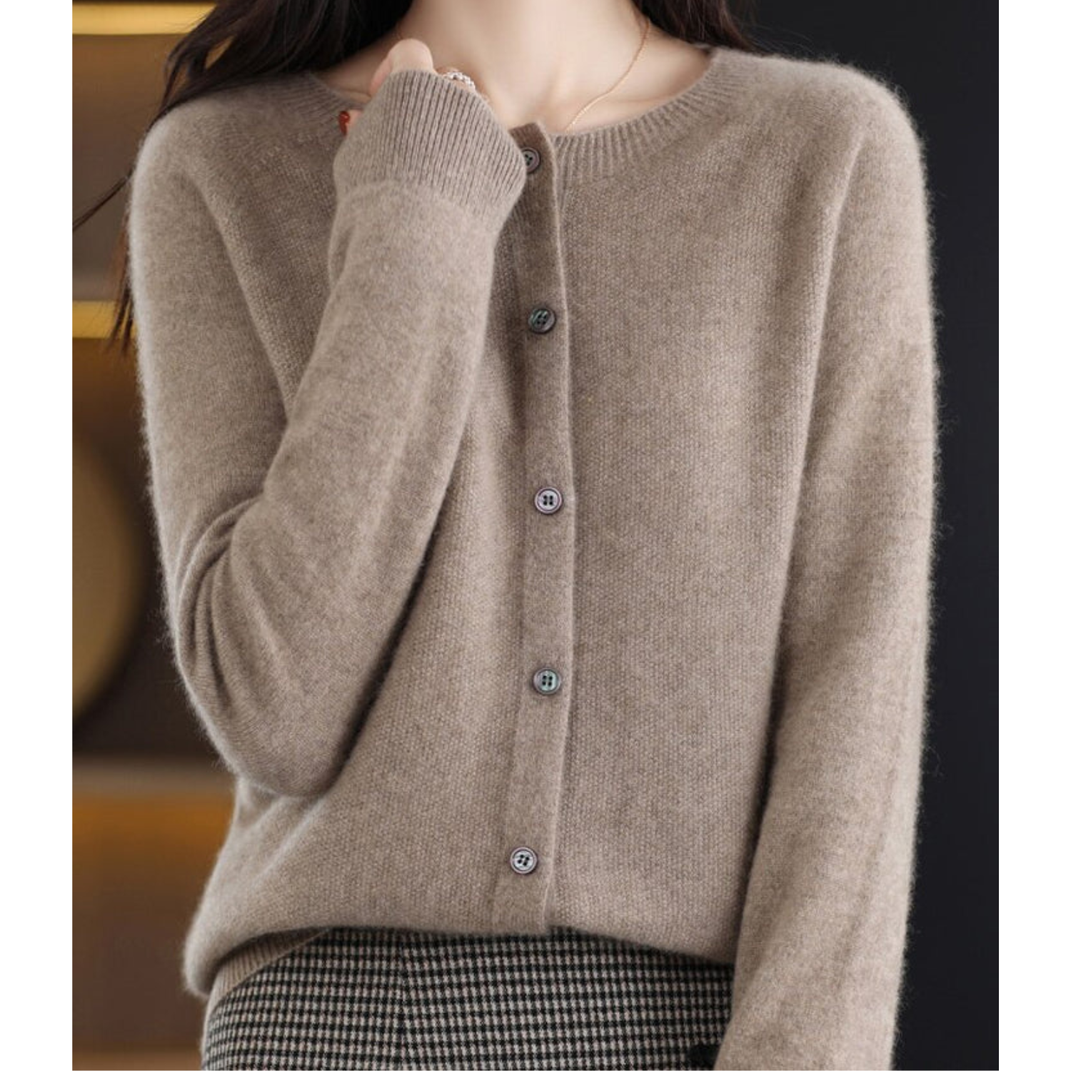 Cardigan Aperto sul Davanti in Cashmere – Spazio Moda – vista 2