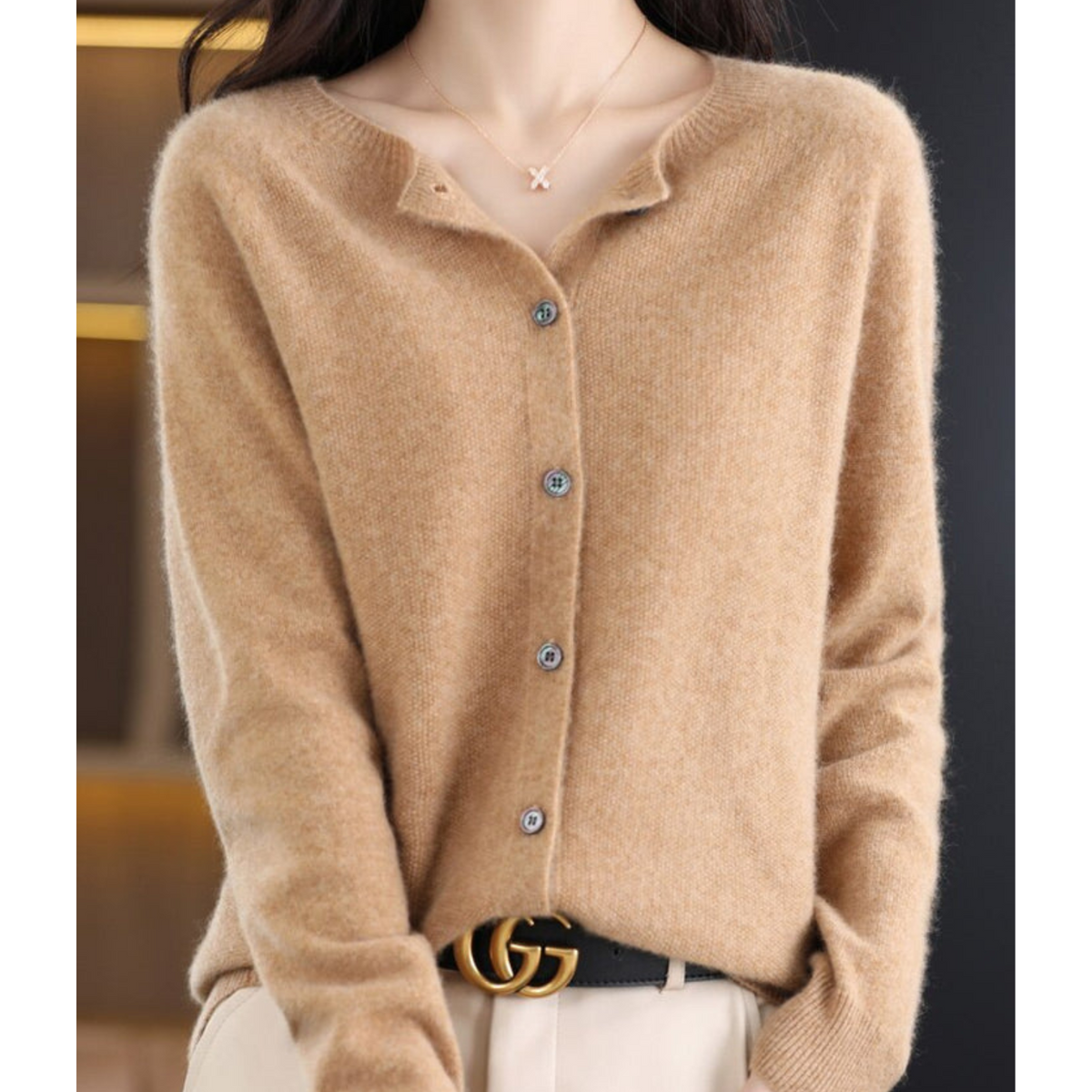 Cardigan Aperto sul Davanti in Cashmere – Spazio Moda – vista 3
