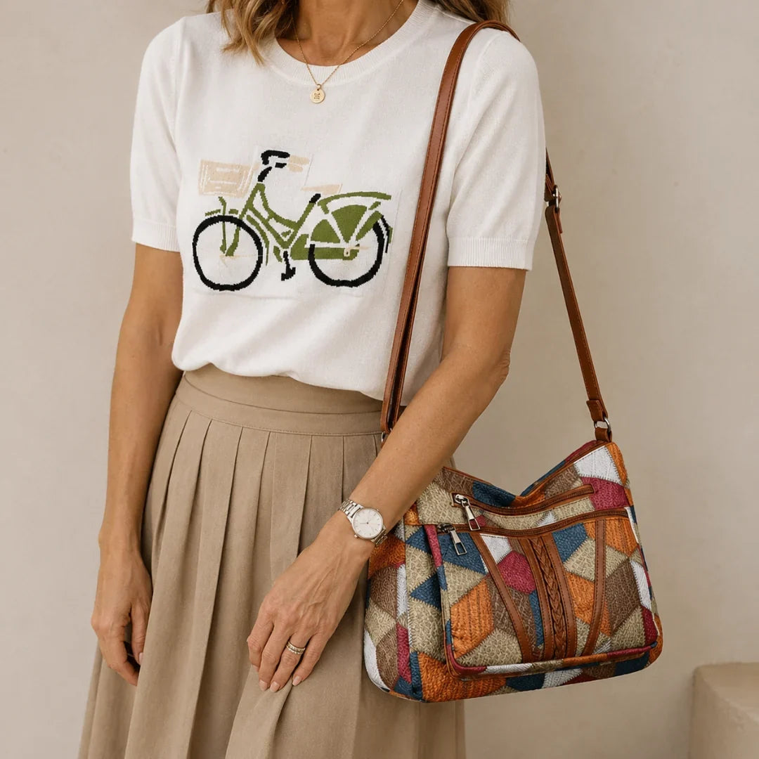 Nella – Borsa Patchwork con Inserti in Ecopelle – Spazio Moda – vista 15