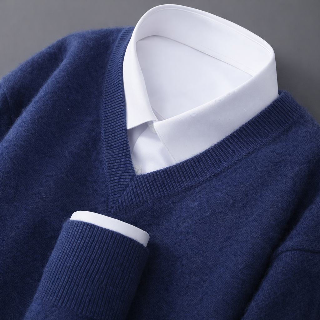 Maglione a Coste con Scollo a V – Spazio Moda