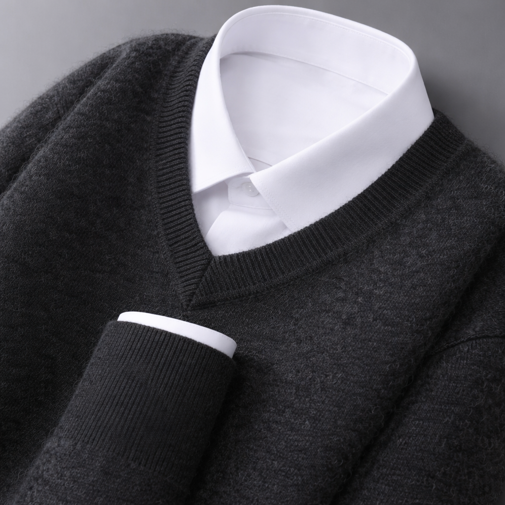 Maglione a Coste con Scollo a V – Spazio Moda – vista 5