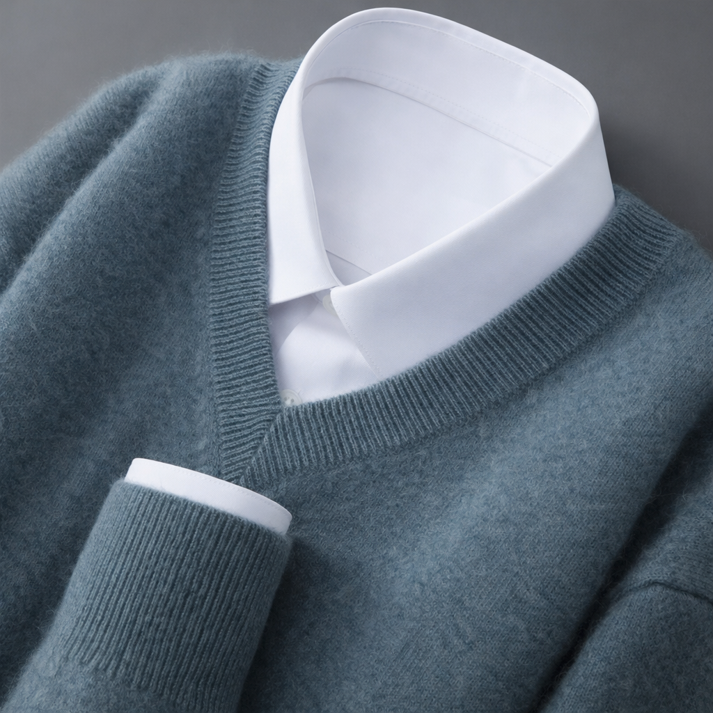 Maglione a Coste con Scollo a V – Spazio Moda – vista 4