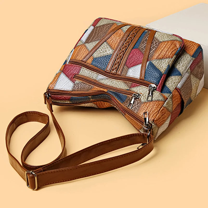Nella – Borsa Patchwork con Inserti in Ecopelle – Spazio Moda – vista 7