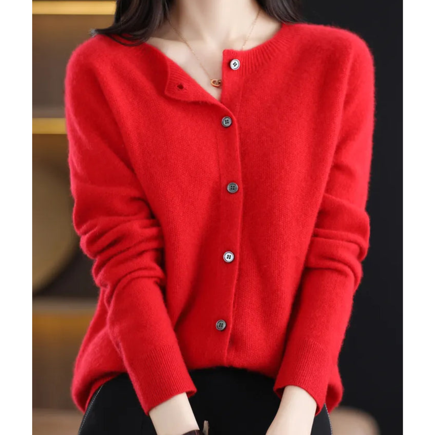 Cardigan Aperto sul Davanti in Cashmere – Spazio Moda – vista 6