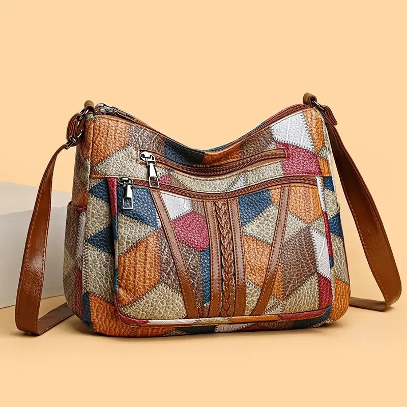 Nella – Borsa Patchwork con Inserti in Ecopelle – Spazio Moda – vista 5