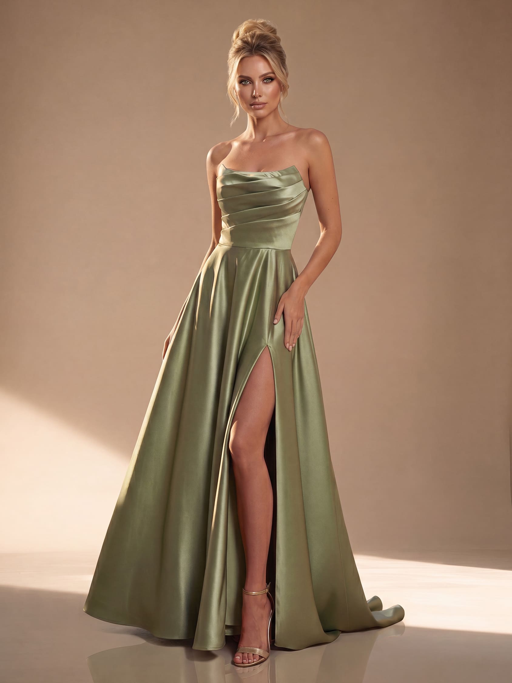Mezzaluna – Abito Lungo Ball Gown in Raso Satinato – Spazio Moda