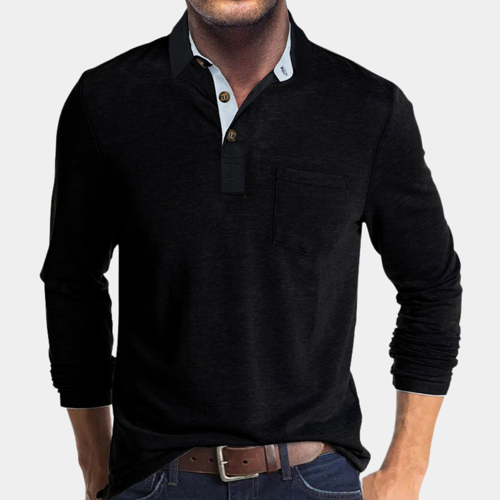 Polo a Maniche Lunghe con Bottoni in Jersey – Spazio Moda – vista 2