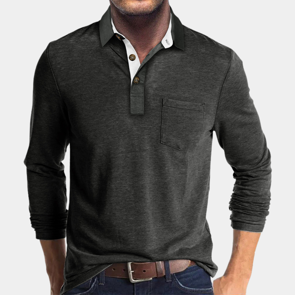 Polo a Maniche Lunghe con Bottoni in Jersey – Spazio Moda – vista 3
