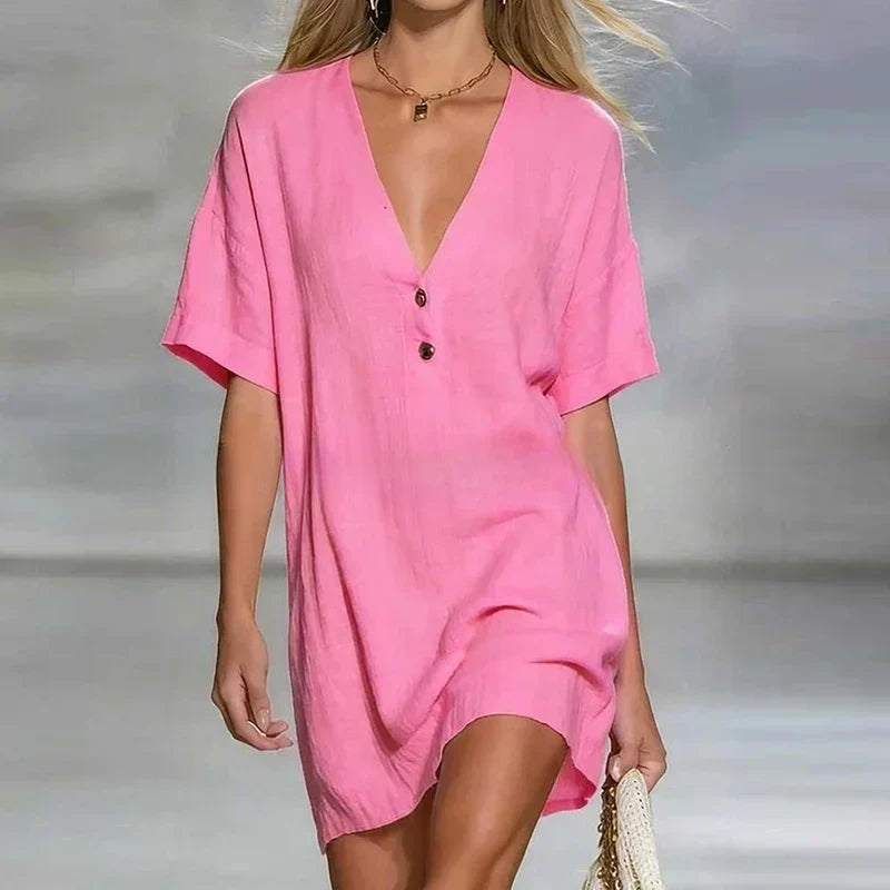 Abito con Scollo a V con Bottoni – Spazio Moda – vista 2