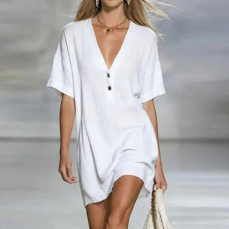 Abito con Scollo a V con Bottoni – Spazio Moda – vista 4