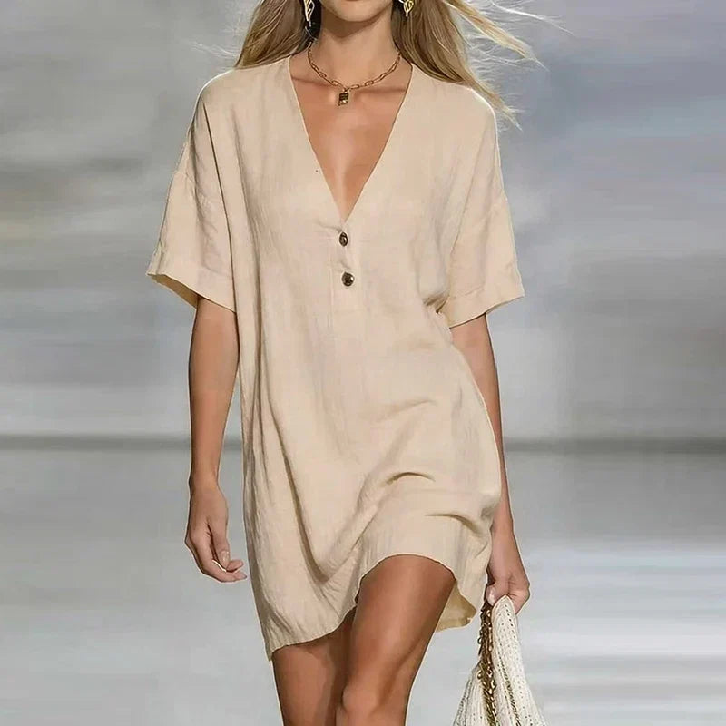 Abito con Scollo a V con Bottoni – Spazio Moda – vista 6