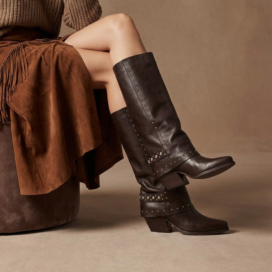 Cody – Stivale Texano in Pelle Testa di Moro con Borchie – Spazio Moda – vista 2