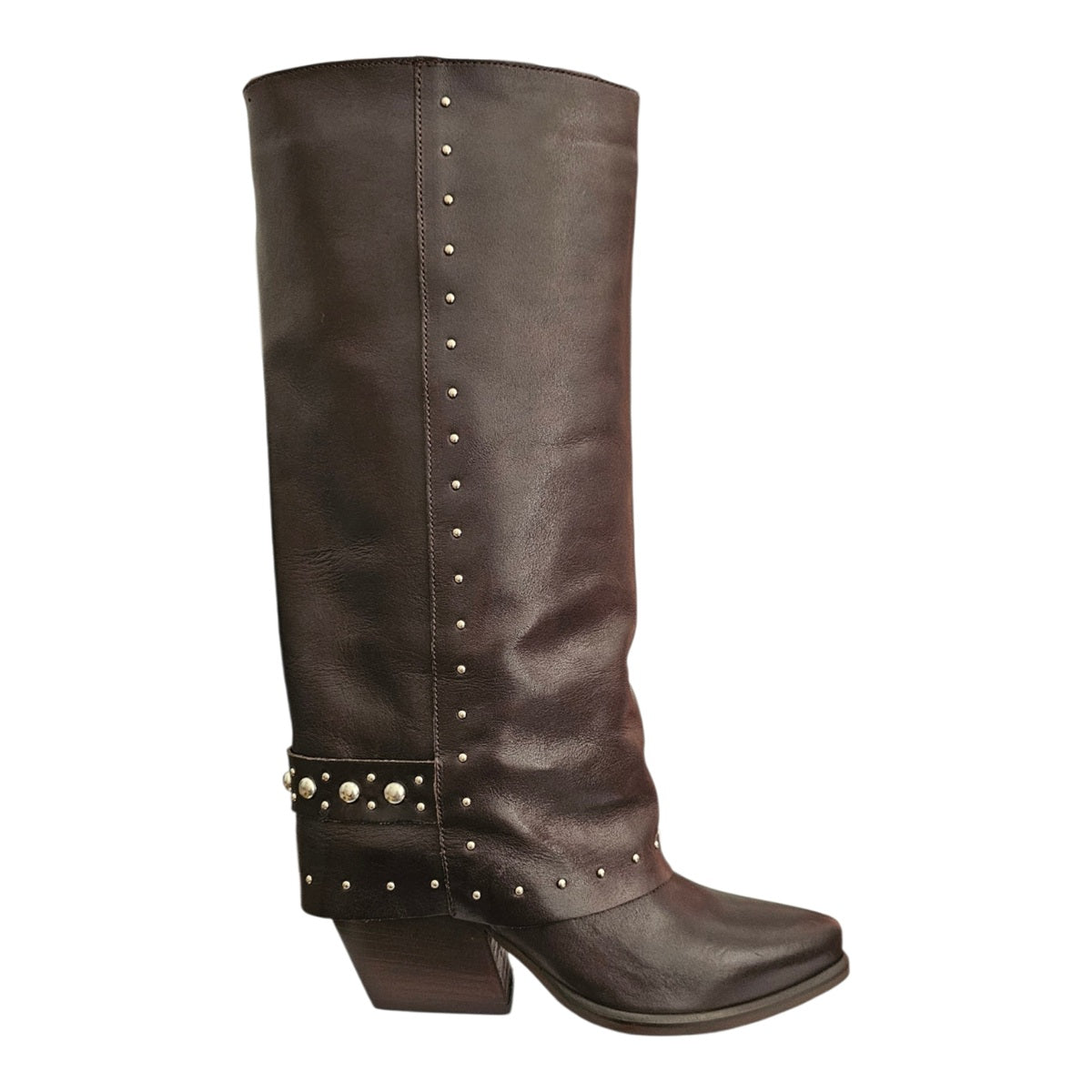 Cody – Stivale Texano in Pelle Testa di Moro con Borchie – Spazio Moda