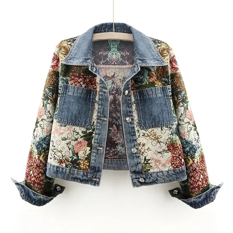 Giacca Corta a Fiori in Denim – Spazio Moda – vista 2