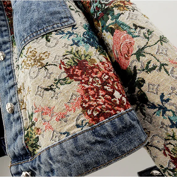 Giacca Corta a Fiori in Denim – Spazio Moda – vista 5