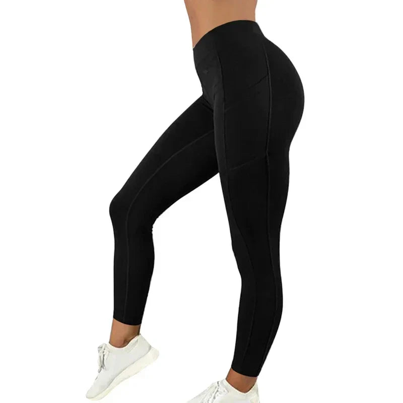 Leggings a Vita Alta con Tasche – Spazio Moda – vista 3