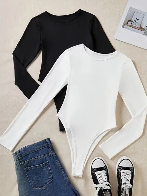 Top Aderente a Maniche Lunghe Girocollo – Spazio Moda