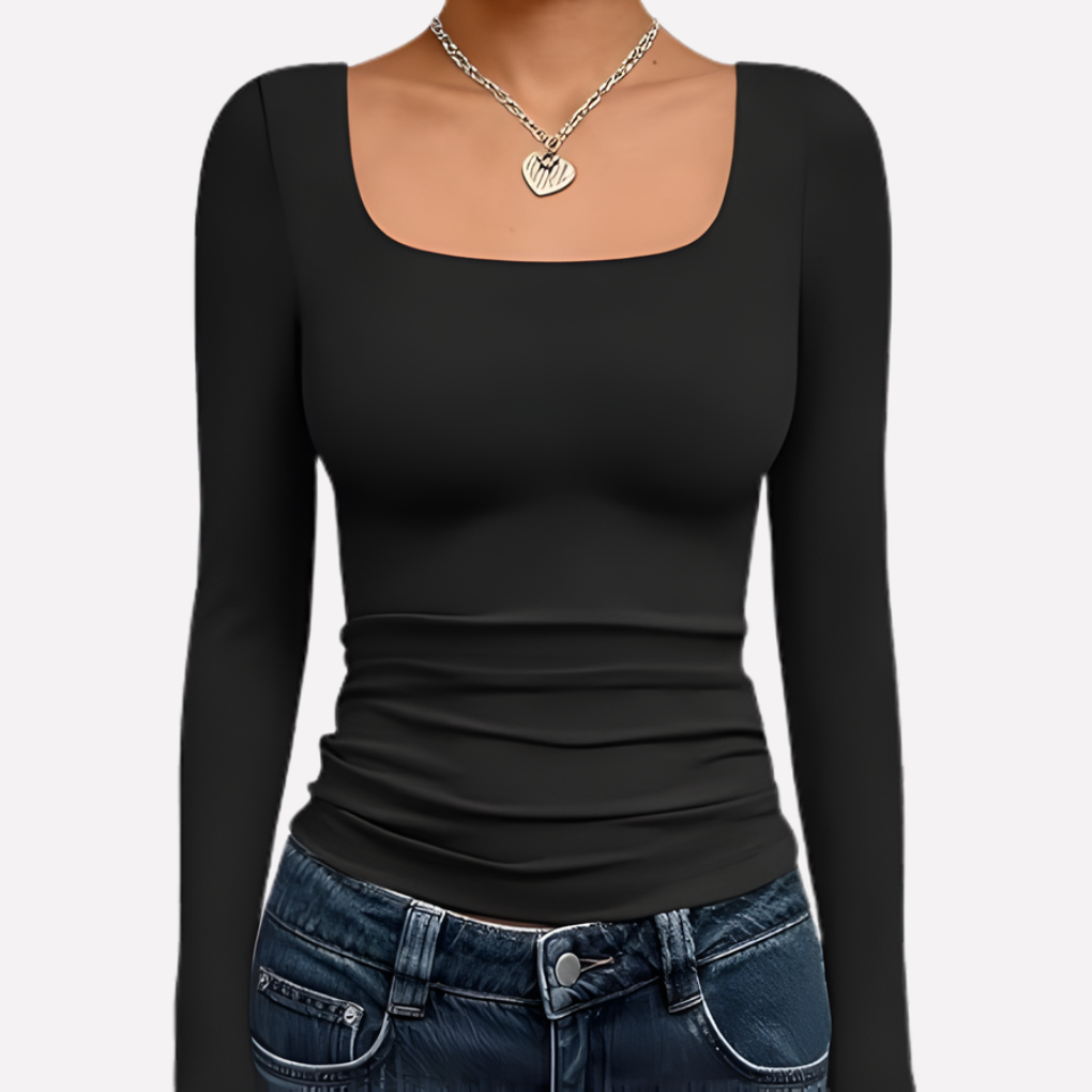 Top Aderente a Maniche Lunghe Drappeggiato – Spazio Moda