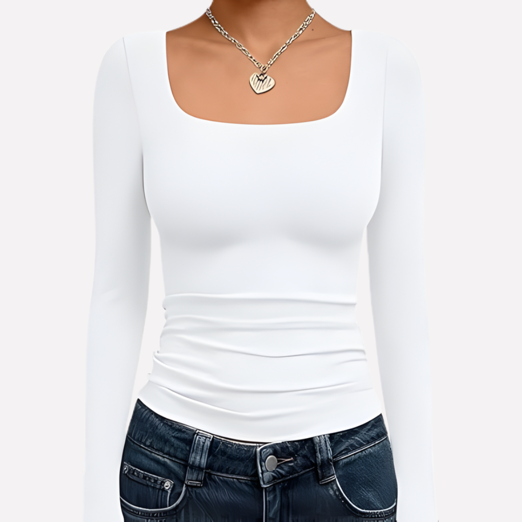 Top Aderente a Maniche Lunghe Drappeggiato – Spazio Moda – vista 2