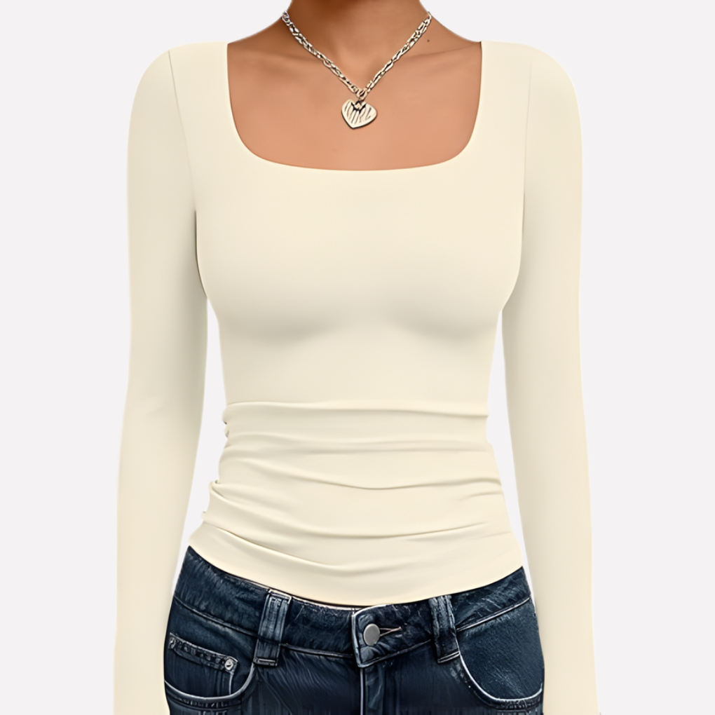 Top Aderente a Maniche Lunghe Drappeggiato – Spazio Moda – vista 5