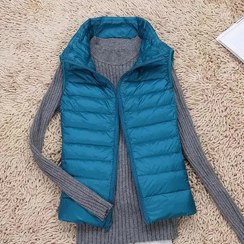 Gilet Trapuntato con Collo alla Coreana con Zip – Spazio Moda – vista 2