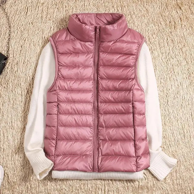 Gilet Trapuntato con Collo alla Coreana con Zip – Spazio Moda – vista 5