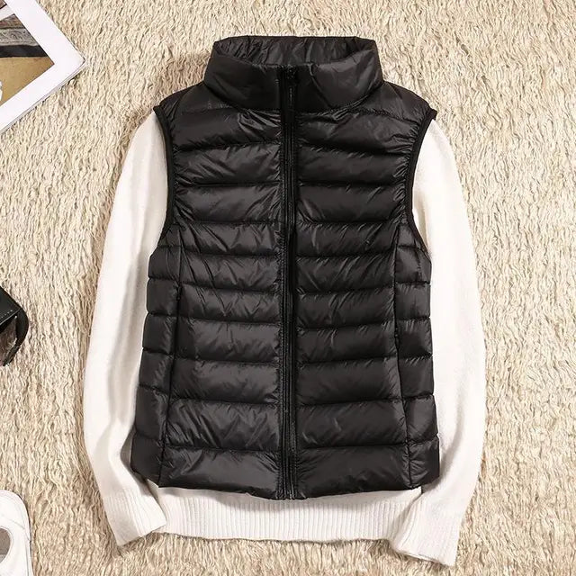 Gilet Trapuntato con Collo alla Coreana con Zip – Spazio Moda