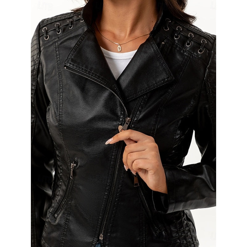 Giacca Sartoriale Aderente con Zip in Pelle – Spazio Moda – vista 4