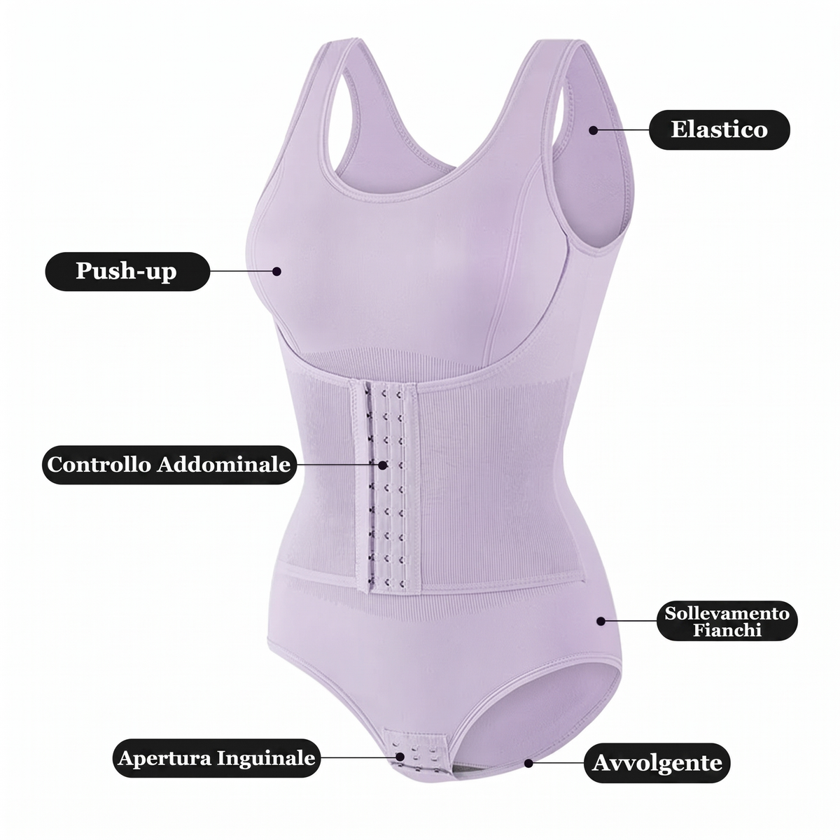 Fiamma – Body Modellante con Fascia in Vita e Zip Laterale – Spazio Moda – vista 3