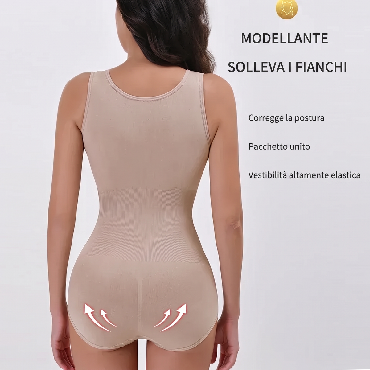 Fiamma – Body Modellante con Fascia in Vita e Zip Laterale – Spazio Moda – vista 6