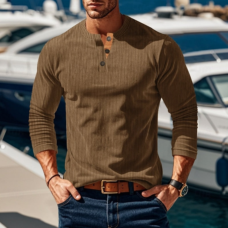Camicia Aderente a Coste a Maniche Lunghe – Spazio Moda