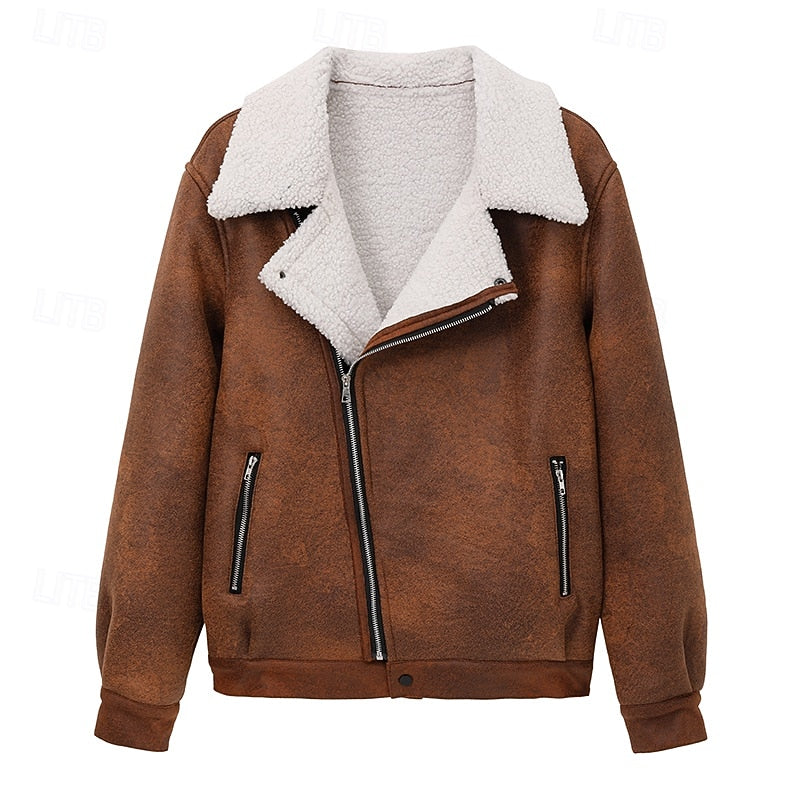 Cappotto Foderato Caldo con Zip in Sherpa – Spazio Moda – vista 2