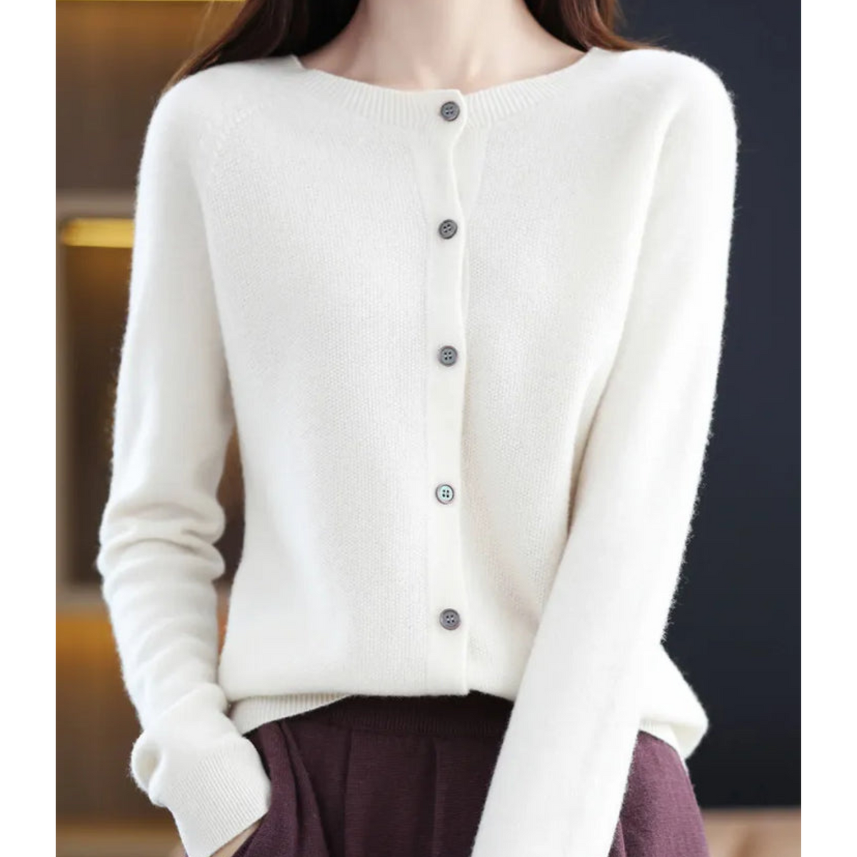 Cardigan a Coste Girocollo con Bottoni – Spazio Moda – vista 5